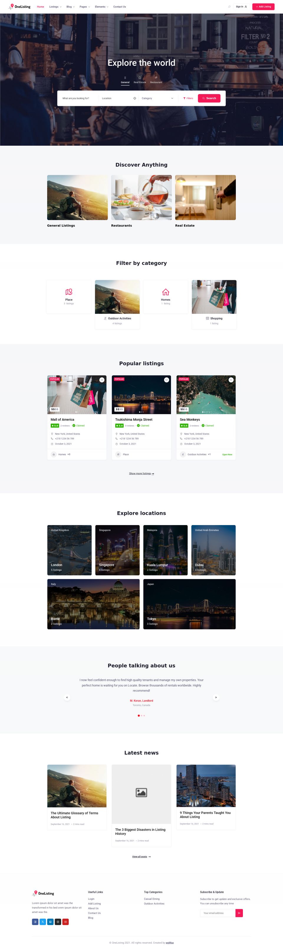 WordPress template Directorist OneListing Pro