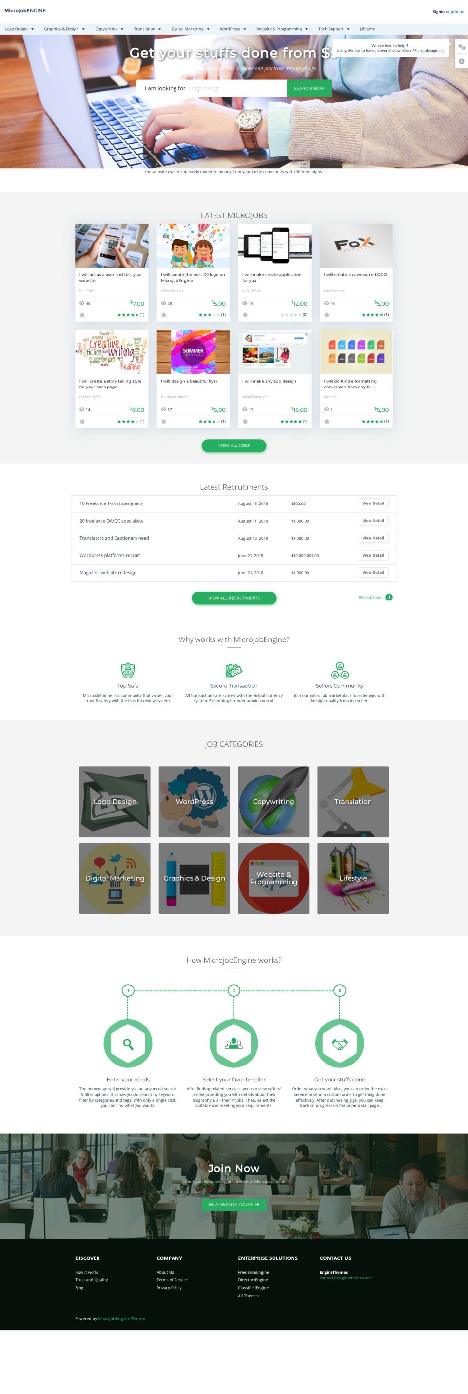 WordPress template Engine Themes MicrojobEngine Pro