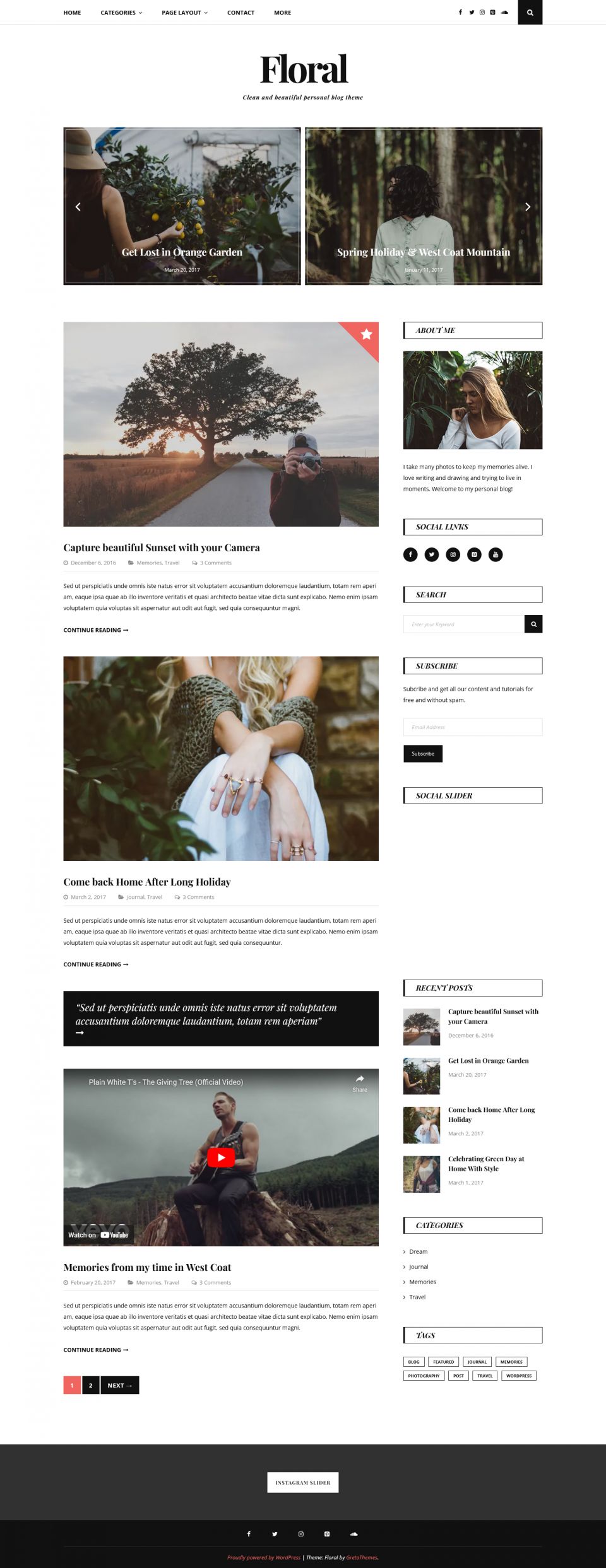 WordPress template GretaThemes Floral