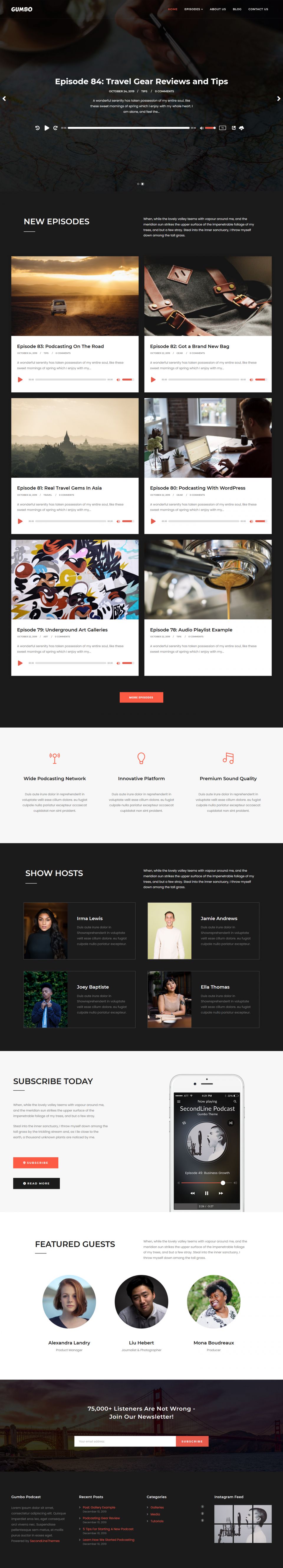 WordPress template Second Line Gumbo