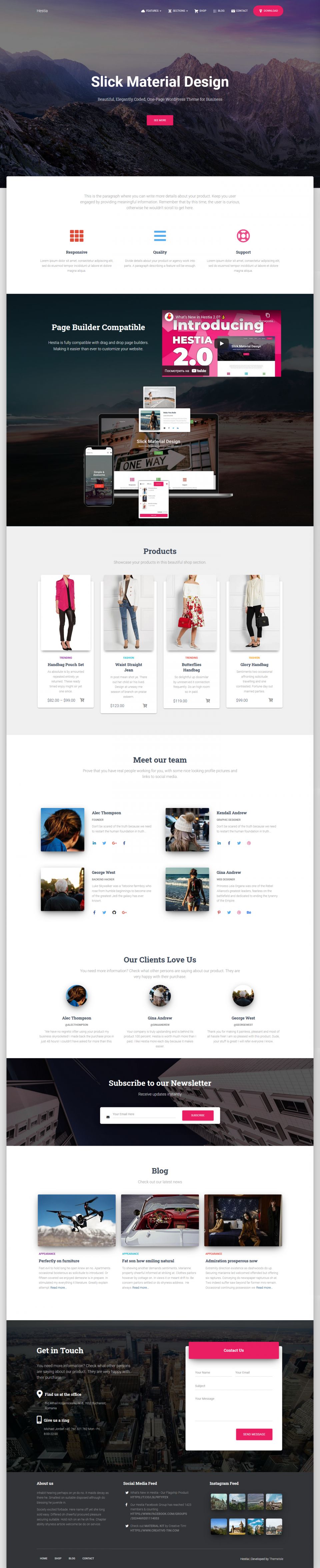 WordPress template Themeisle Themes Hestia Pro
