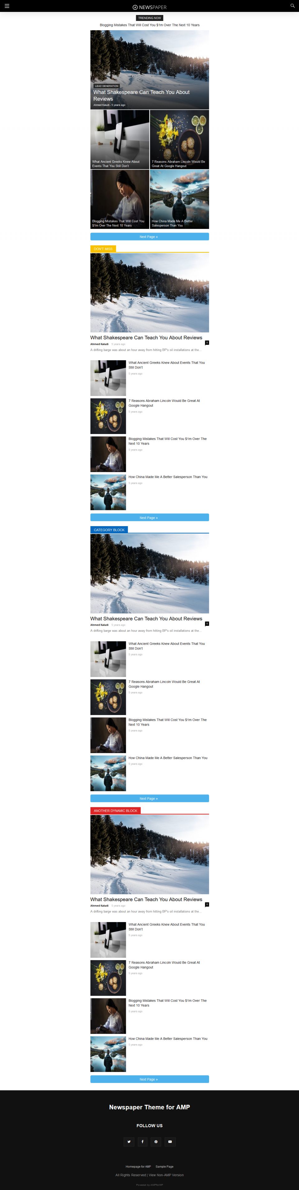 WordPress template Newspaper Theme for AMP