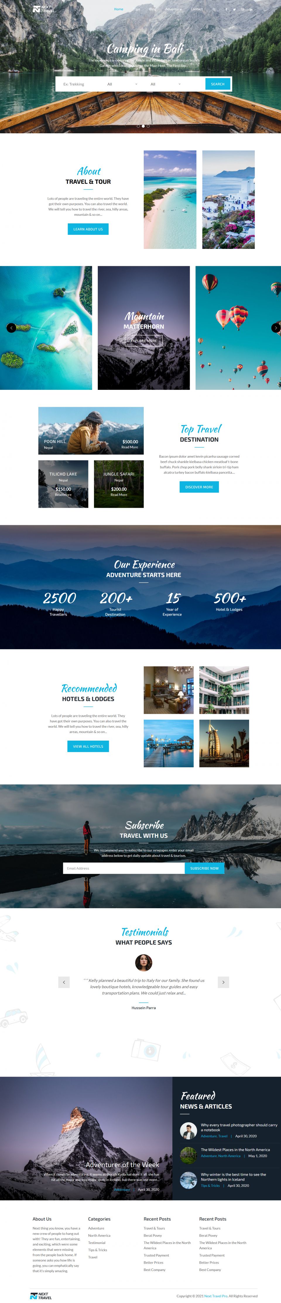 WordPress template Theme Palace Next Travel Pro