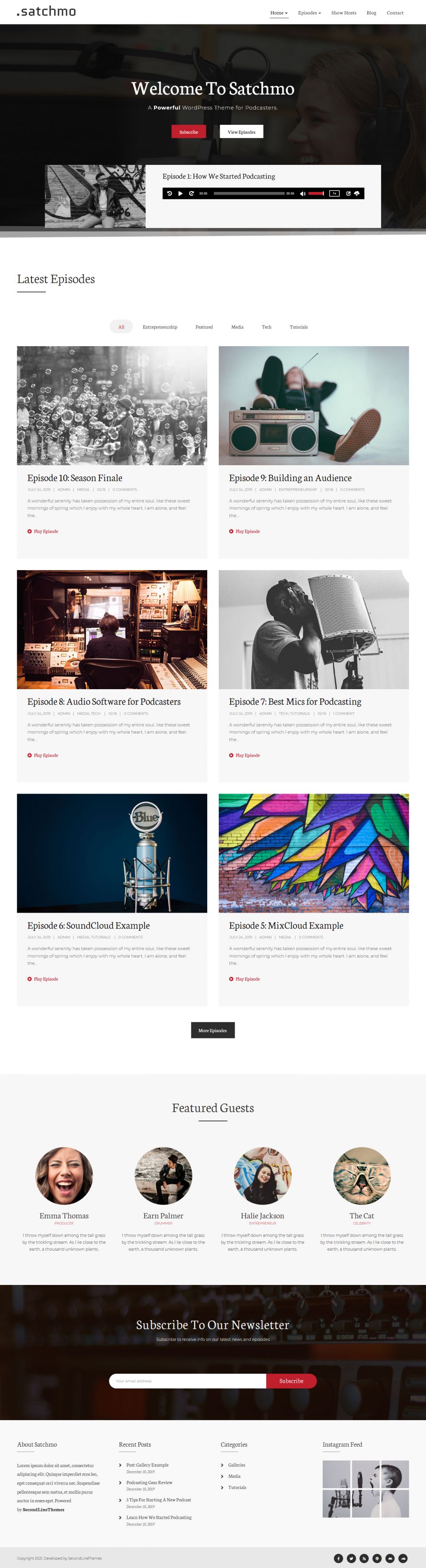 WordPress template Second Line Satchmo