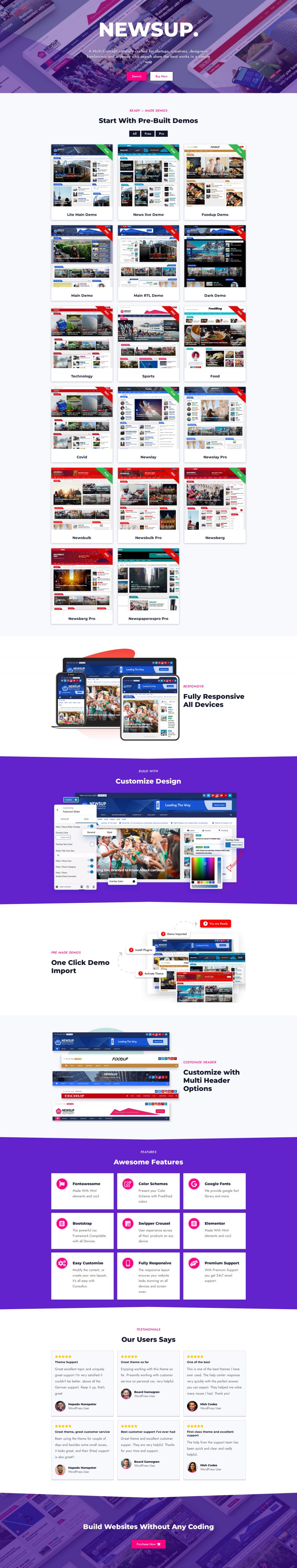 WordPress template Themeansar Newsup Pro