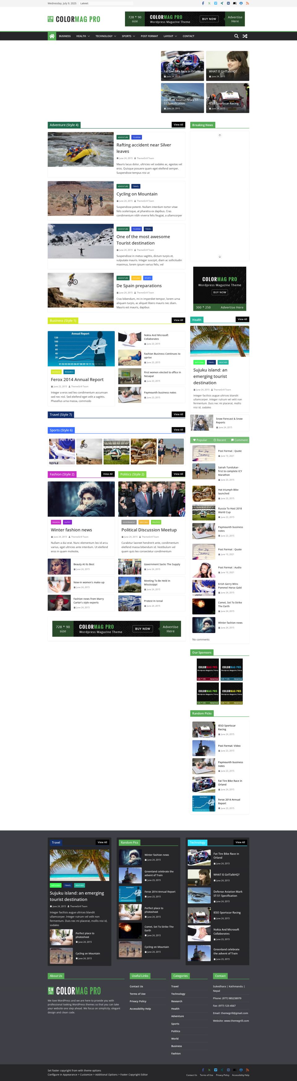 WordPress template Themegrill ColorMag Pro