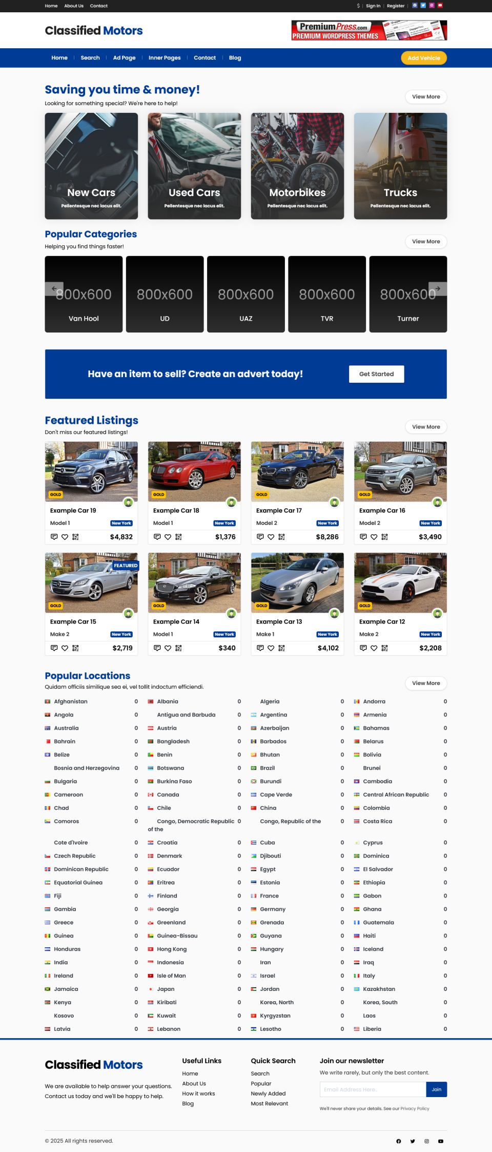 WordPress template PremiumPress Car Dealer