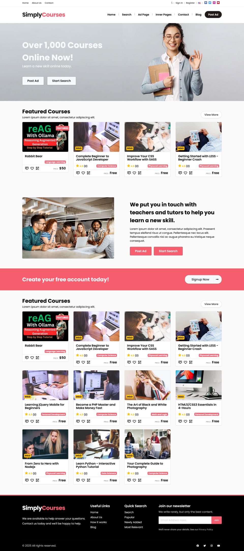 WordPress template PremiumPress eLearning