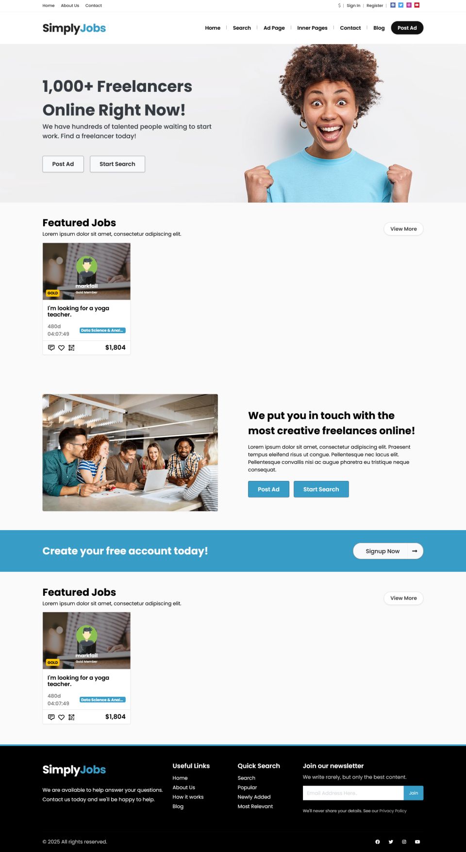 WordPress template PremiumPress Freelancer
