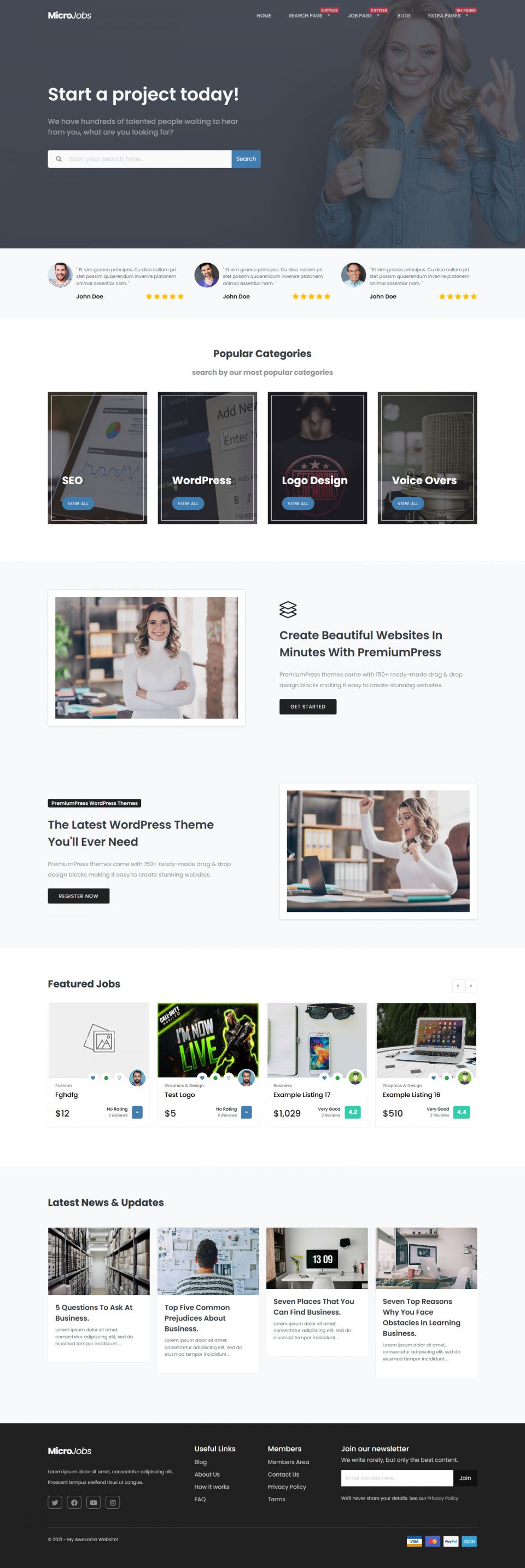 Template PremiumPress Micro Jobs WordPress template PremiumPress Micro Jobs