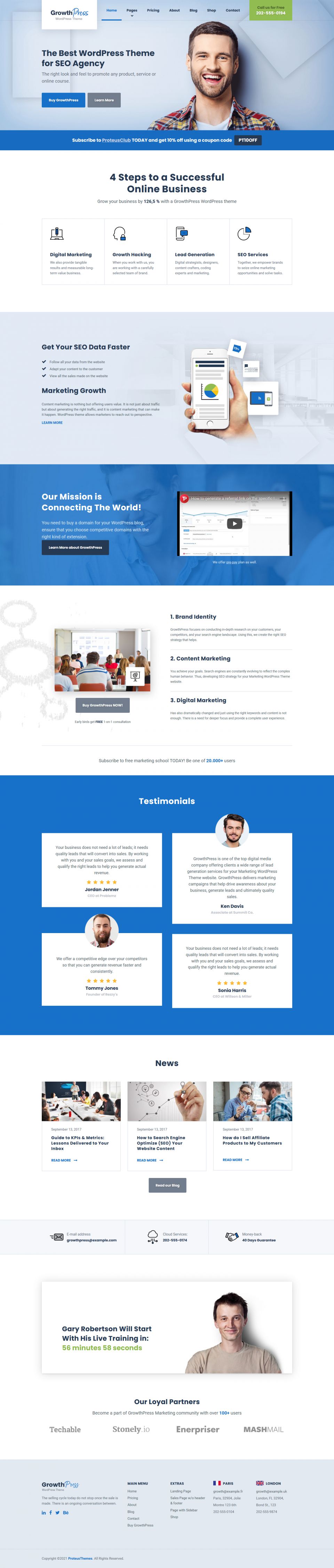 WordPress template ProteusThemes GrowthPress