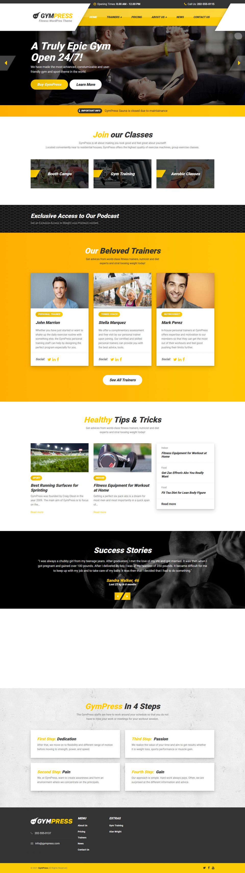 WordPress template ProteusThemes GymPress