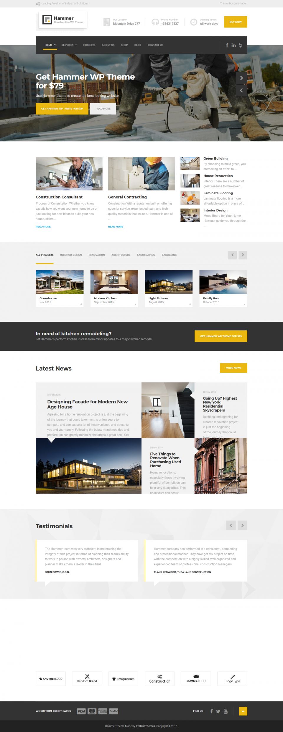 Template ProteusThemes Hammer WordPress template ProteusThemes Hammer