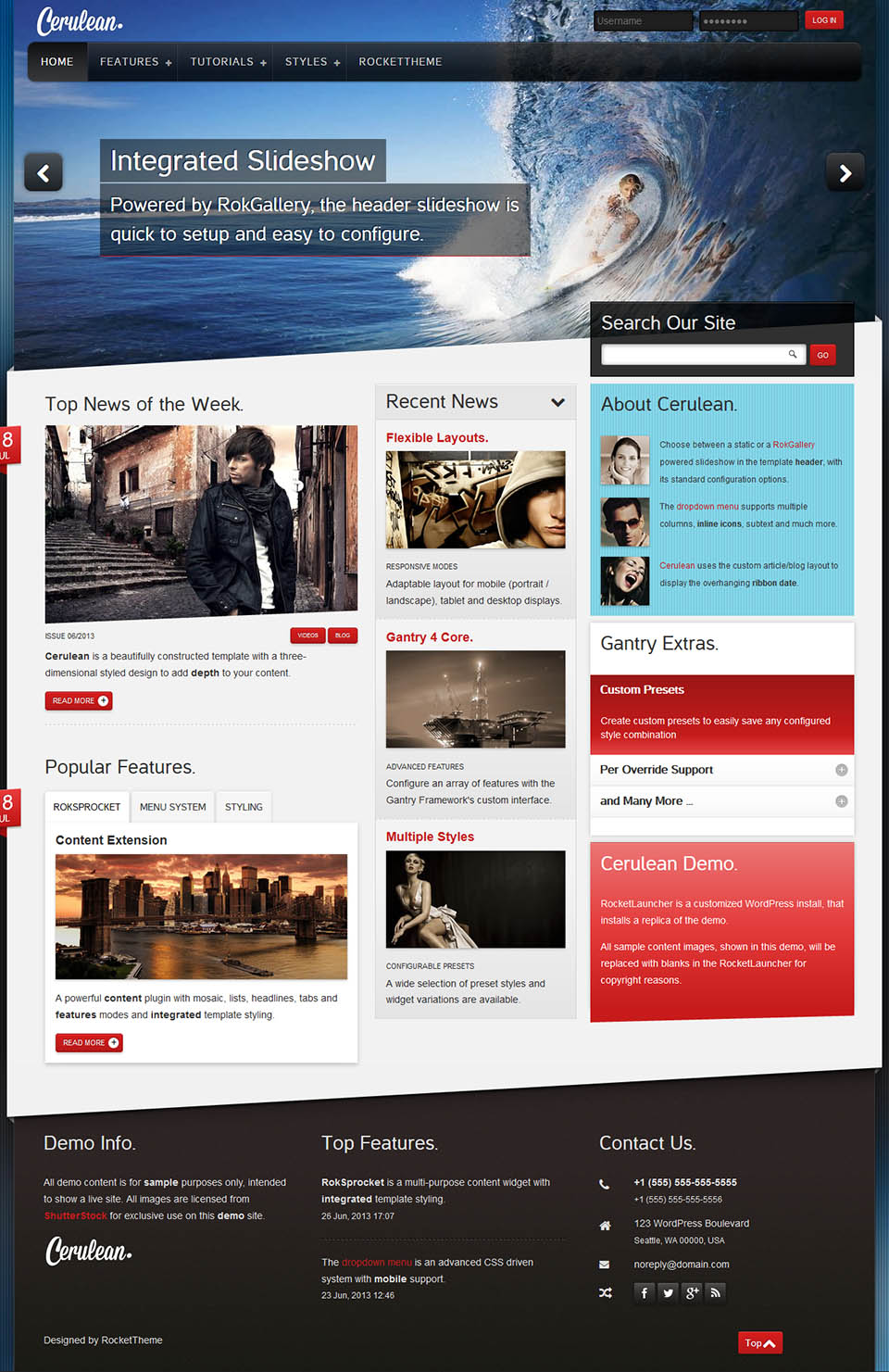 WordPress template RocketTheme Cerulean