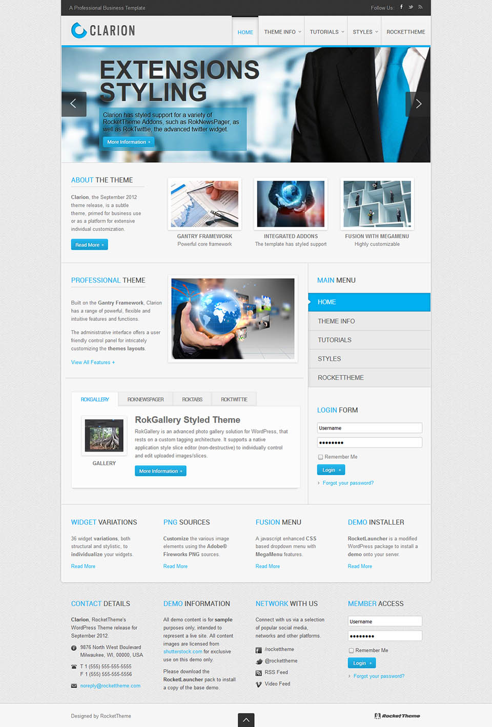 WordPress template RocketTheme Clarion