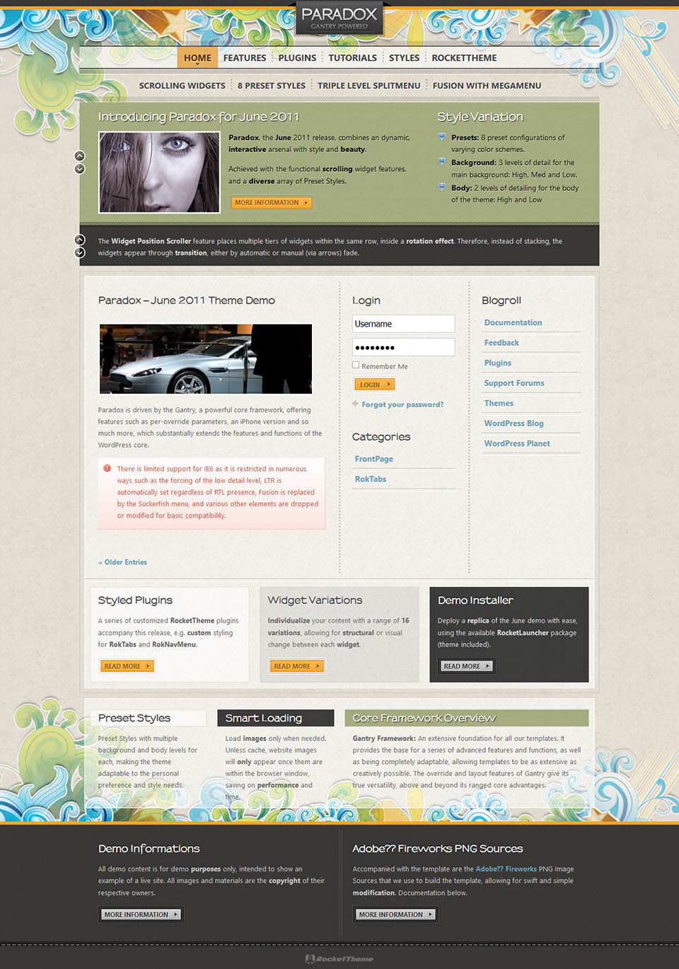 WordPress template RocketTheme Paradox