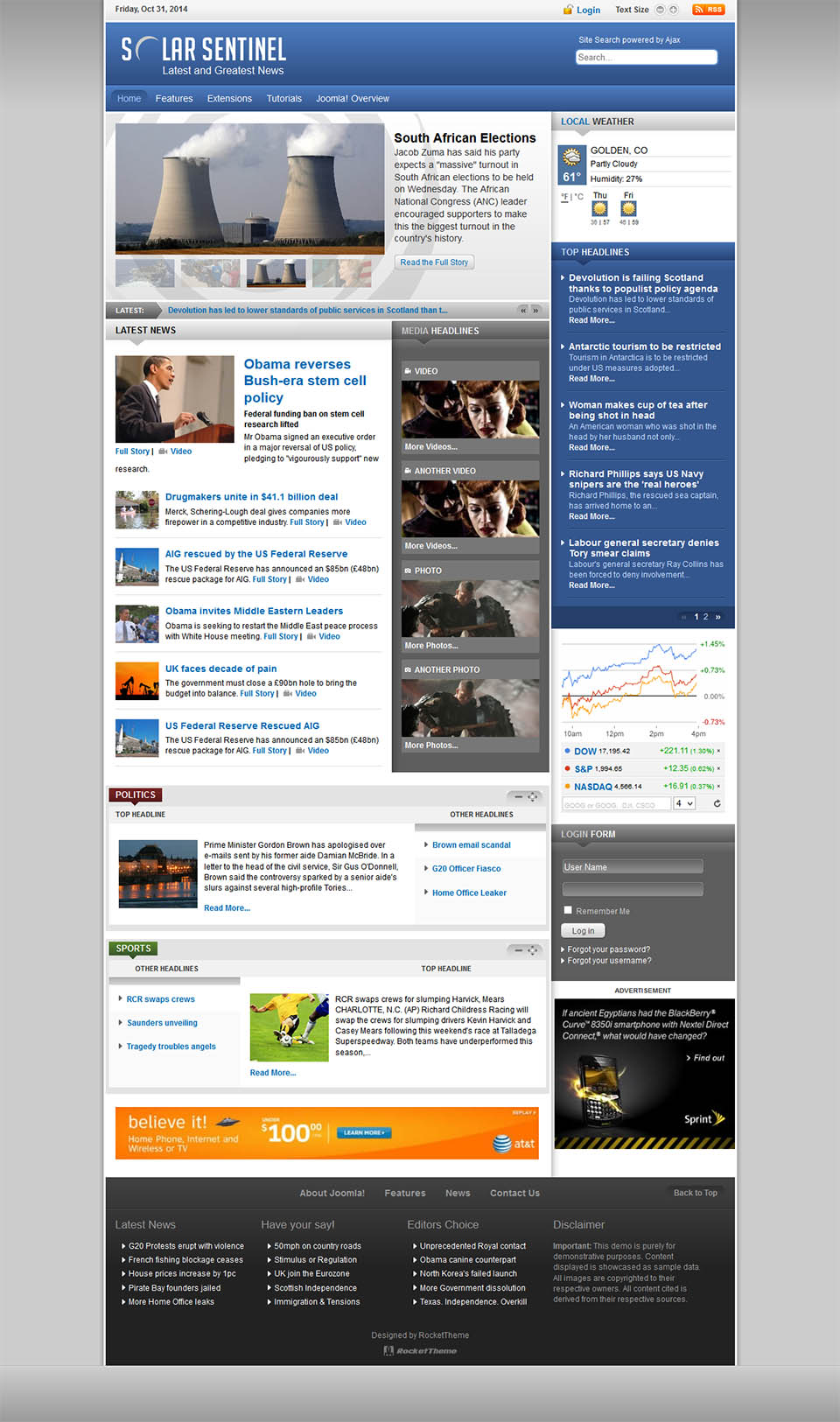WordPress template RocketTheme SolarSentinel