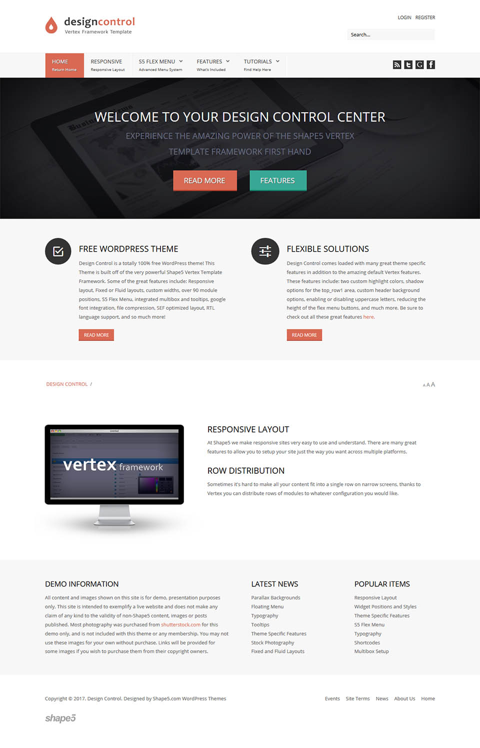 WordPress template Shape5 Design Control