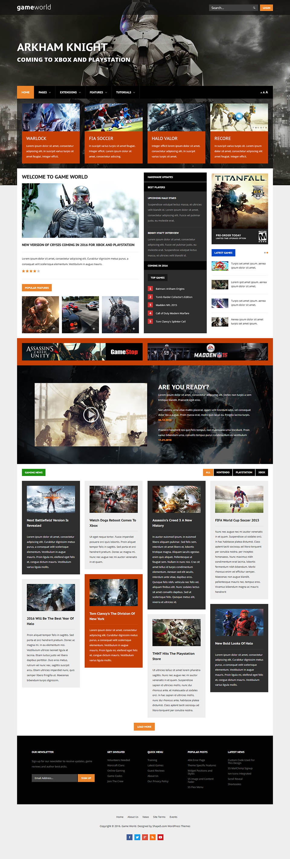 WordPress template Shape5 Game World