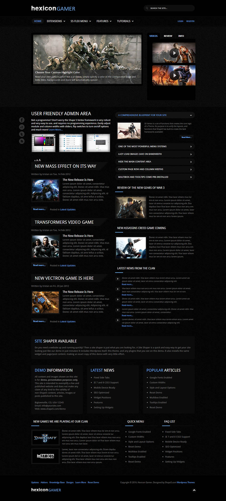 WordPress template Shape5 Hexicon Gamer