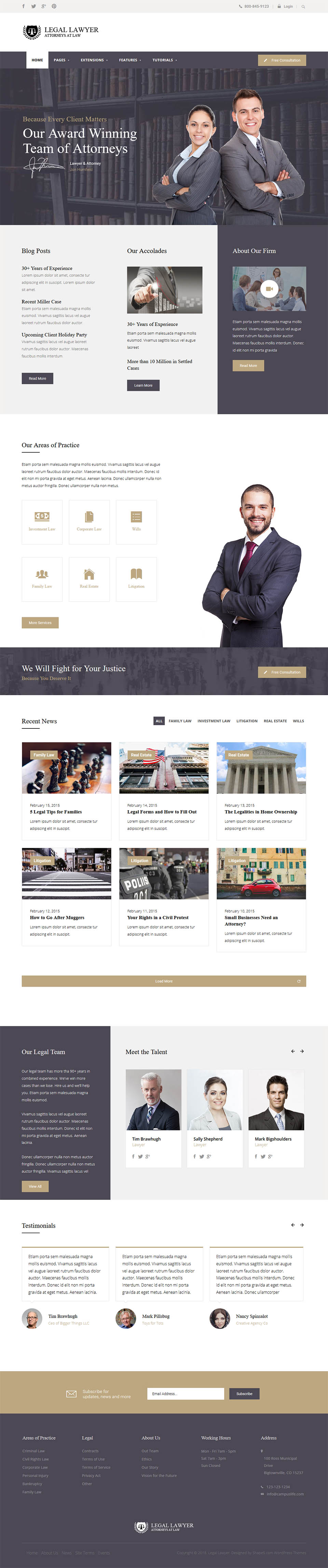 WordPress template Shape5 Legal Lawyer