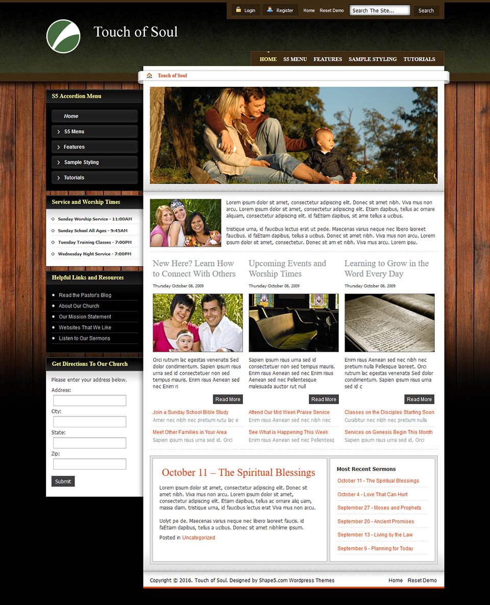 WordPress template Shape5 Touch Of Soul