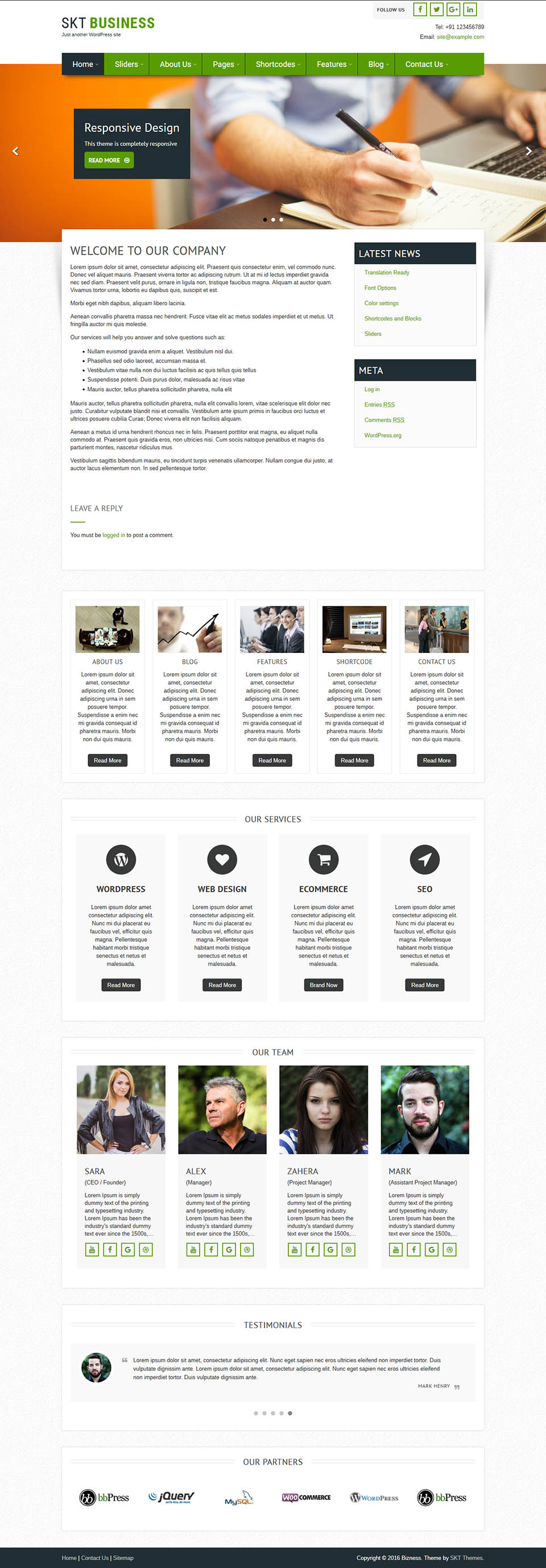 WordPress template SKT Themes Bizness Pro