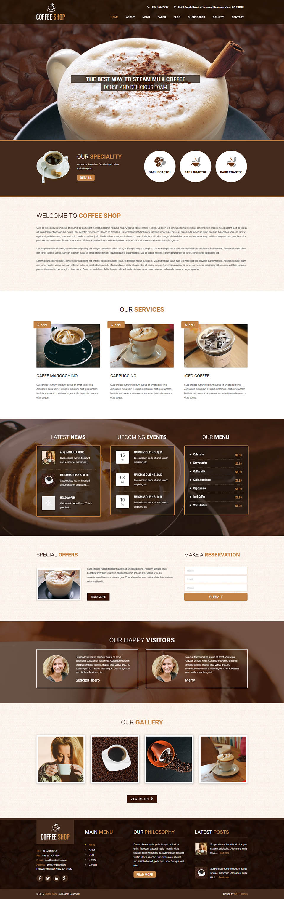 WordPress template SKT Themes Coffee Shop Pro