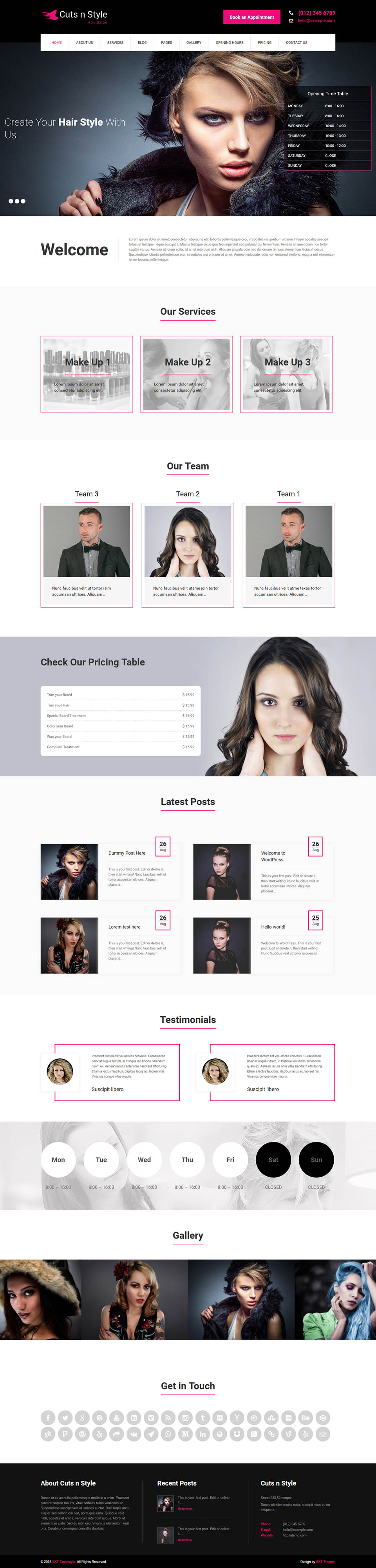 SKT Themes CutsNStyle Pro  - Beauty salon template with online store  for WordPress
