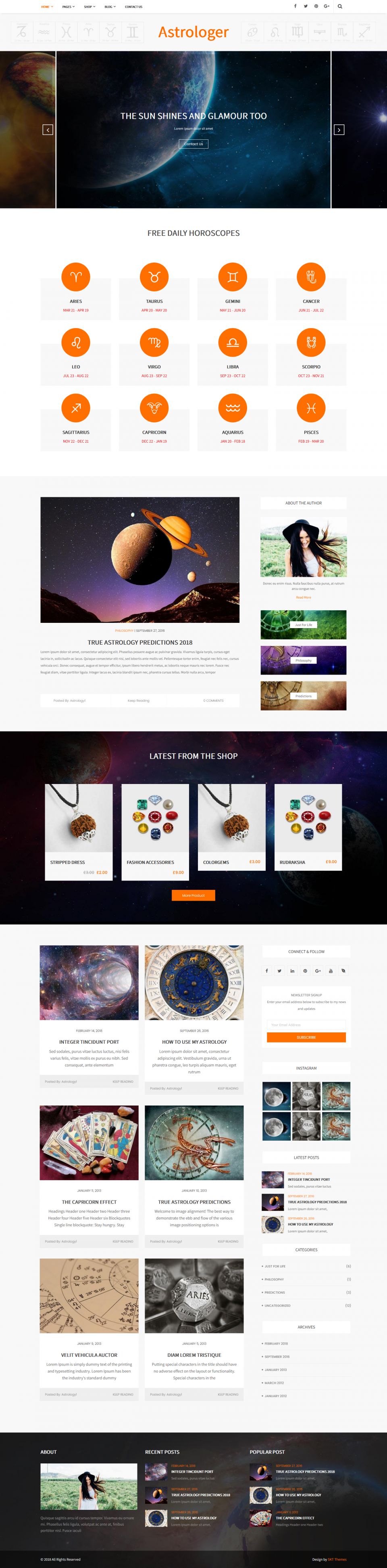 WordPress template SKT Themes Astrologer