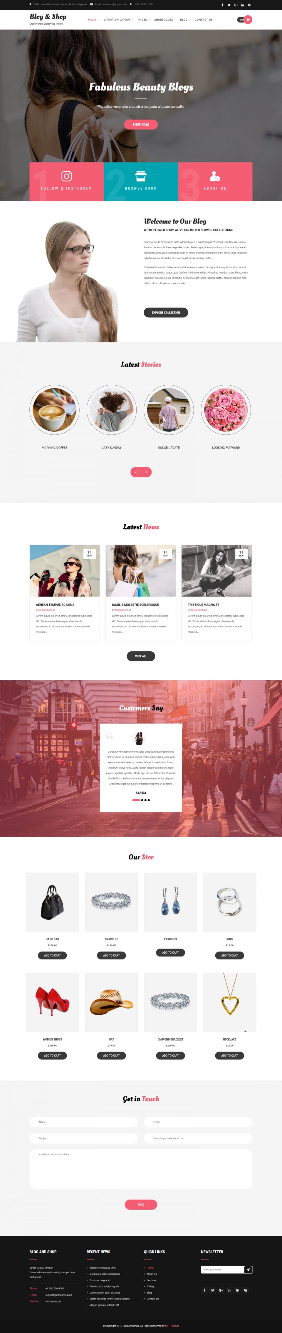 WordPress template SKT Themes Blog And Shop