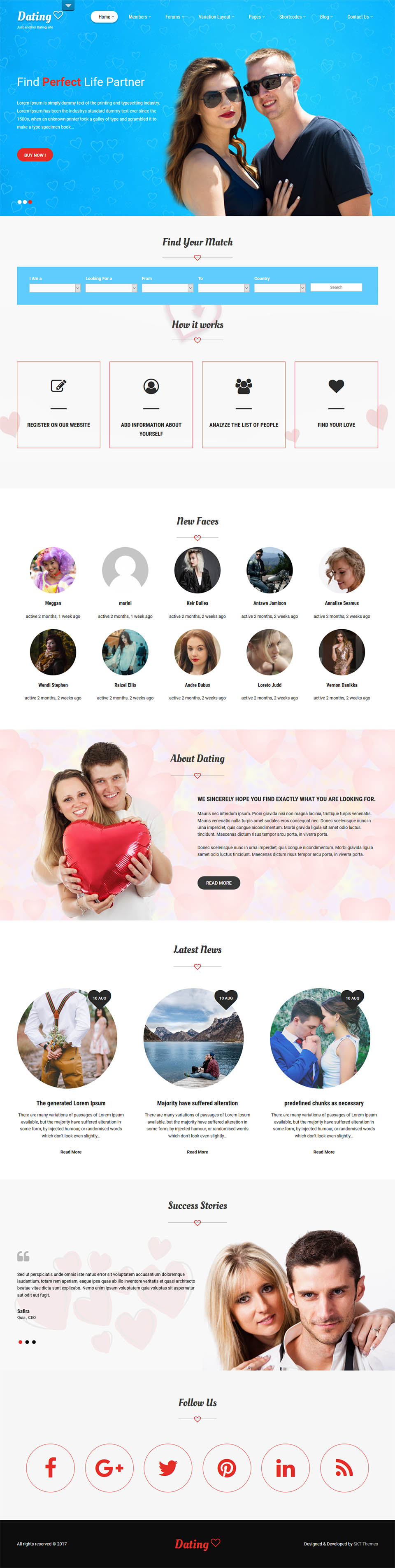 WordPress template SKT Themes Dating