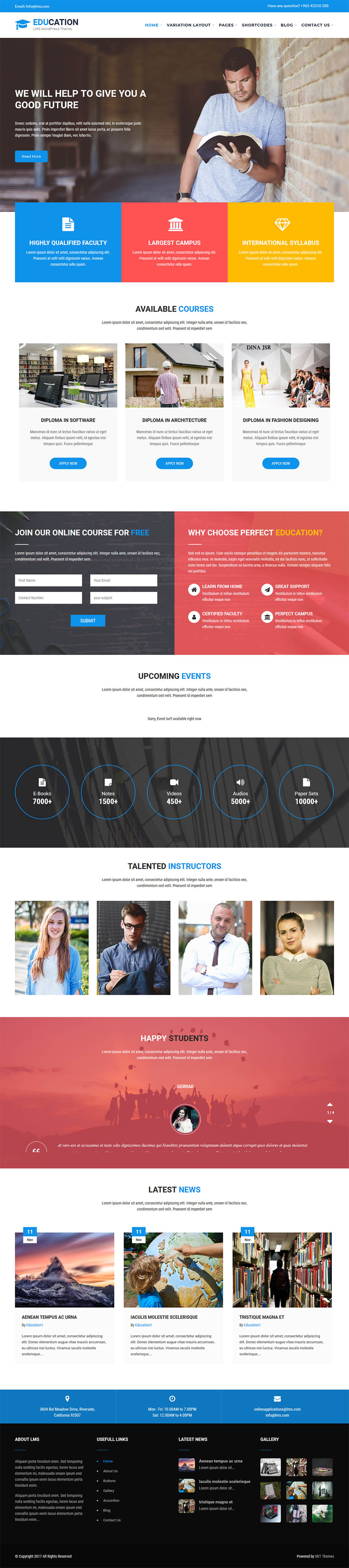 WordPress template SKT Themes Education
