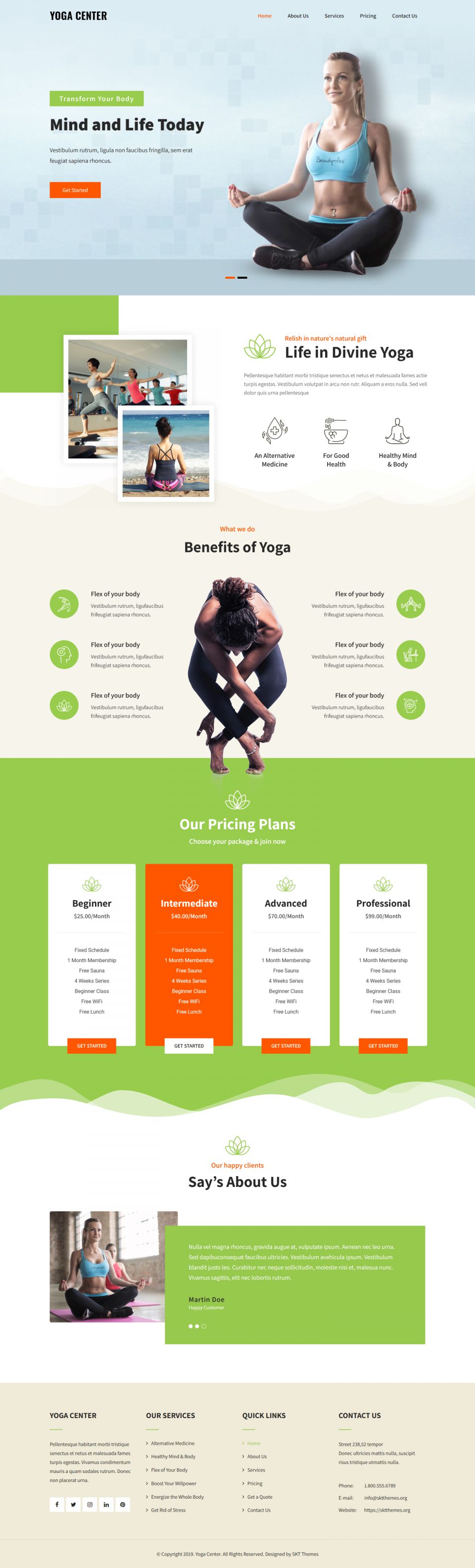 WordPress template SKT Themes Ele Yoga