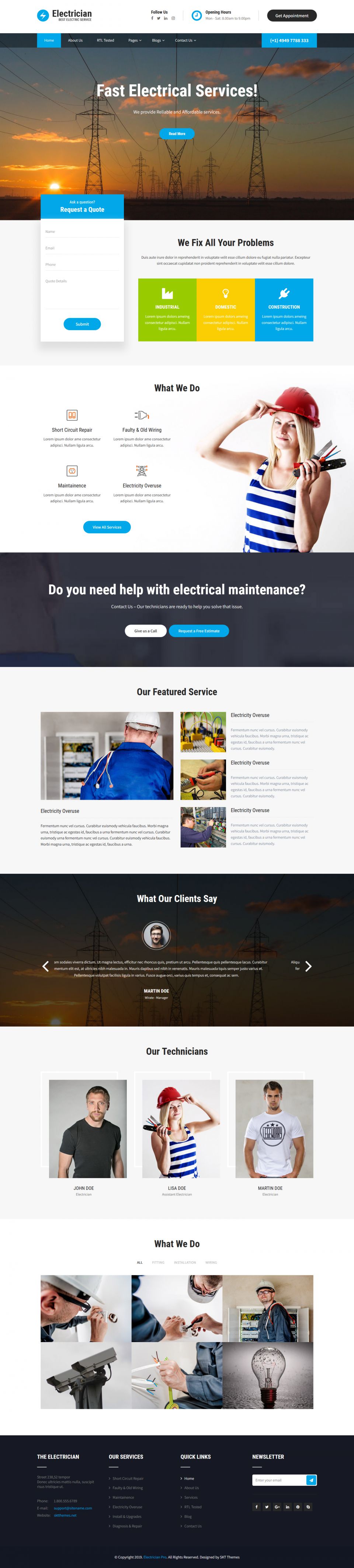 Template SKT Themes Electrician Pro WordPress template SKT Themes Electrician Pro