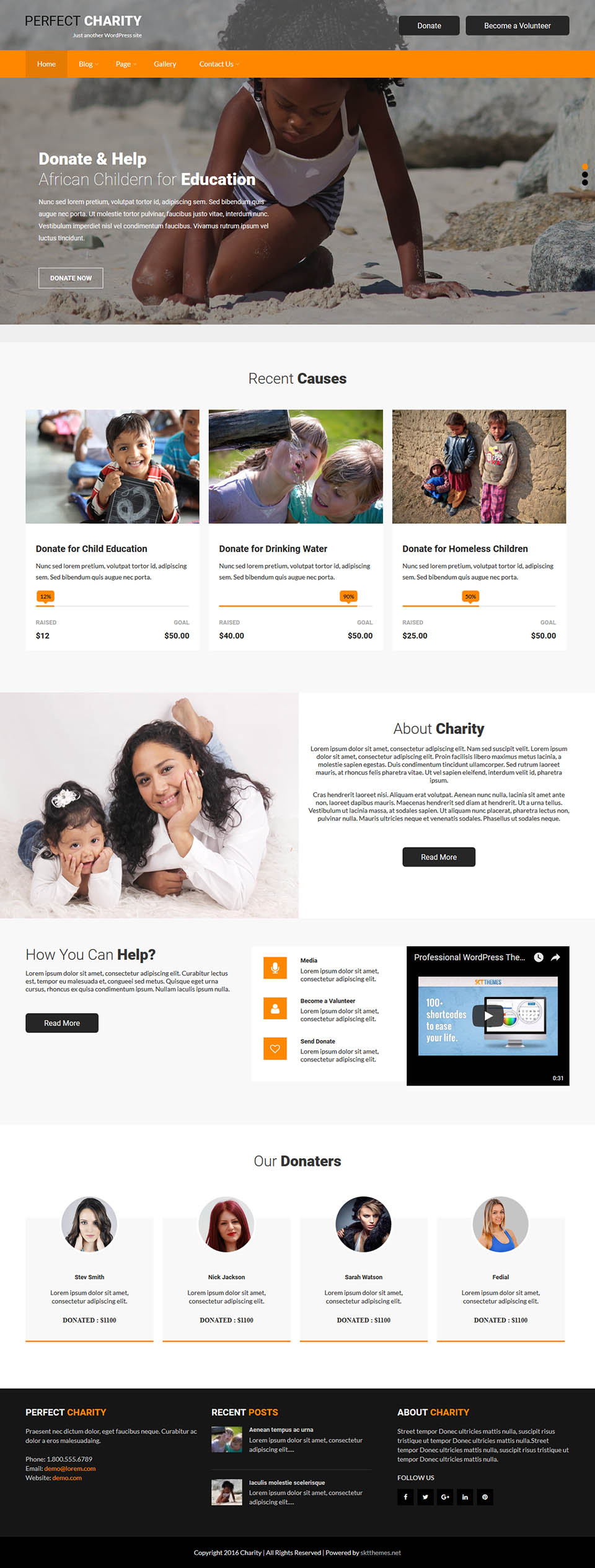 WordPress template SKT Themes Perfect Charity