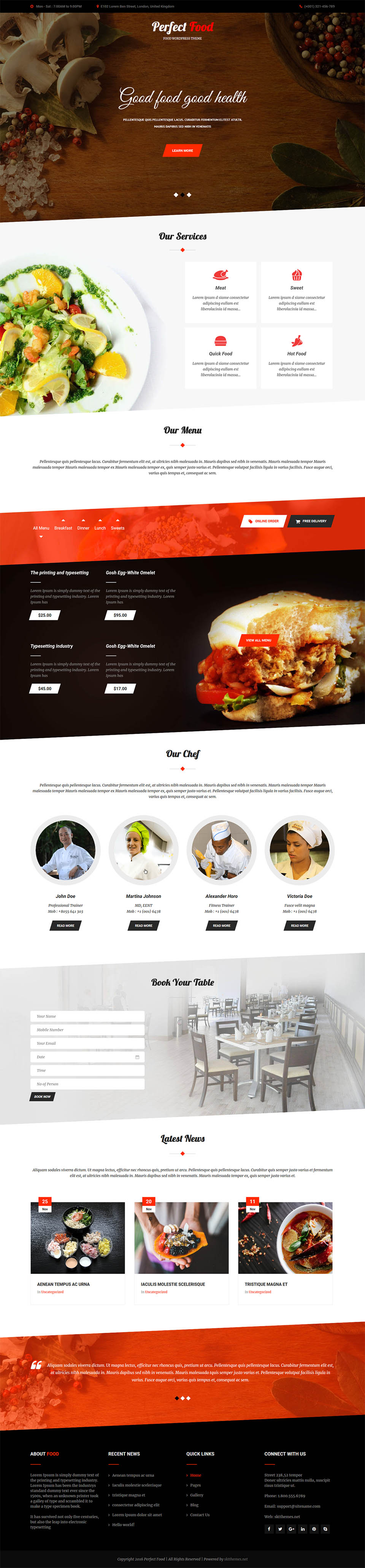 WordPress template SKT Themes Perfect Food