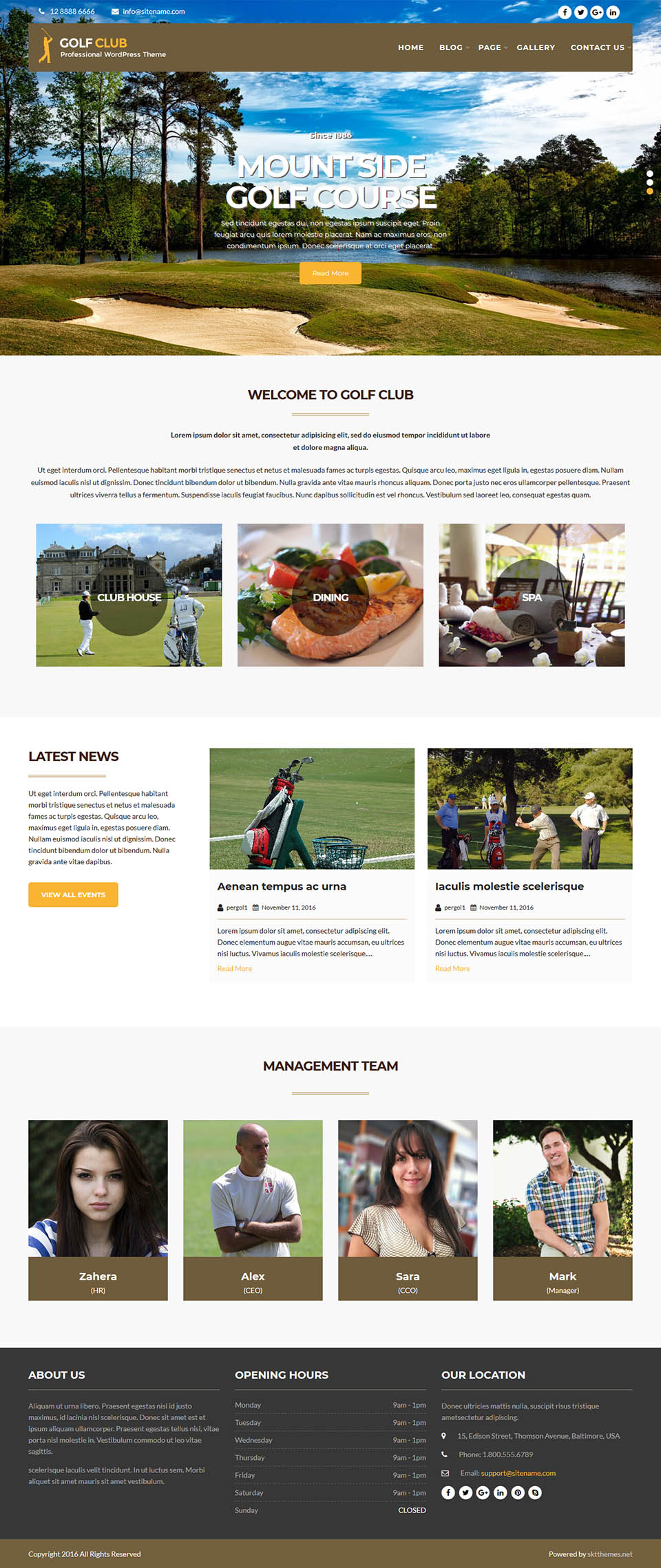 WordPress template SKT Themes Perfect Golf Club