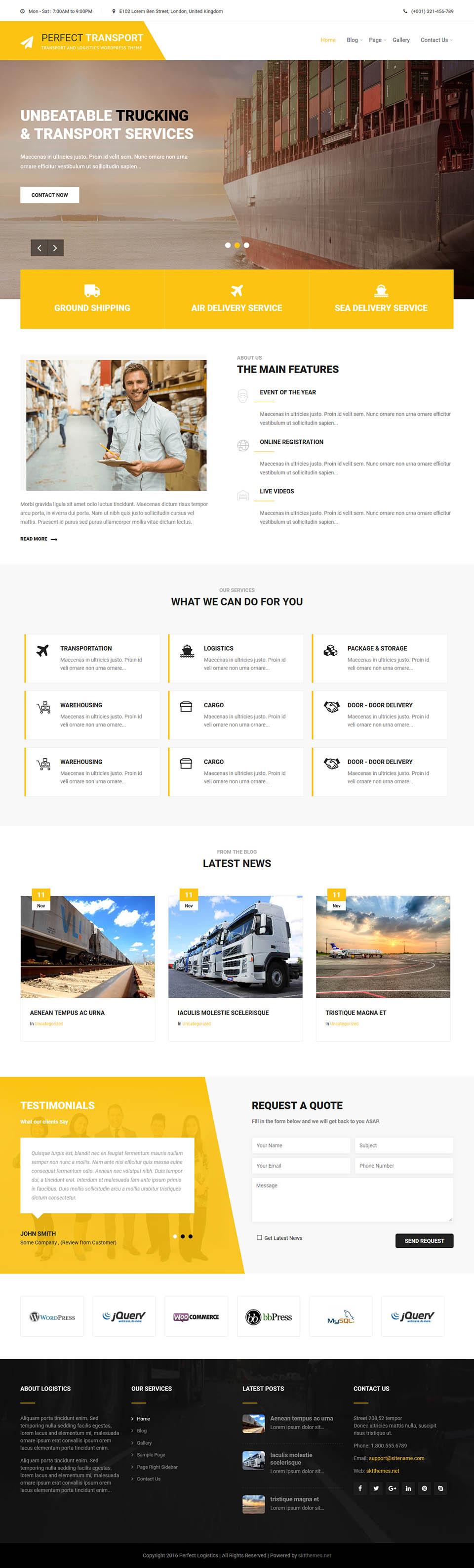 WordPress template SKT Themes Perfect Logistics