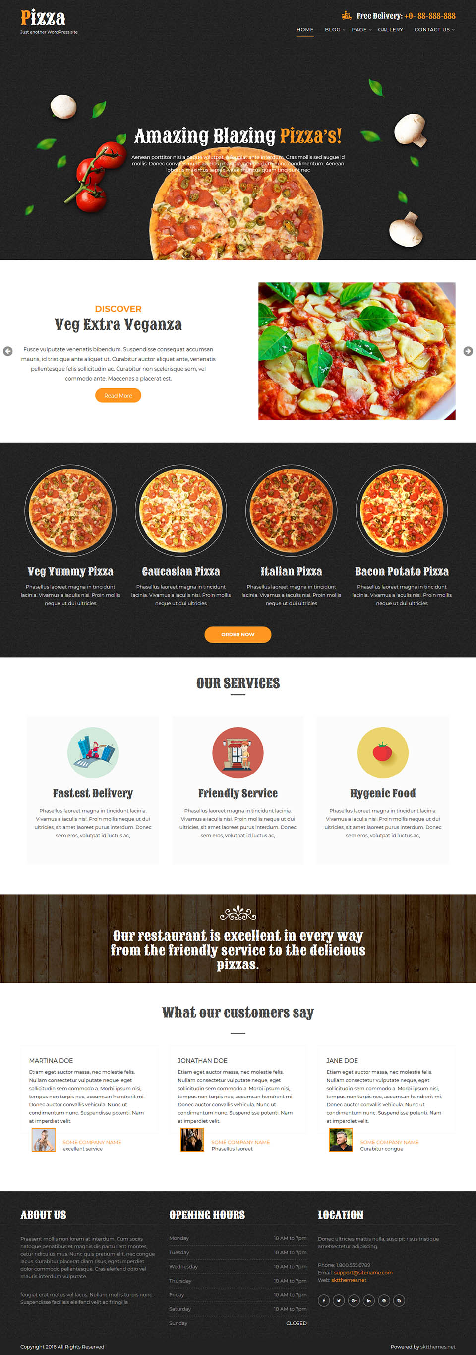 WordPress template SKT Themes Perfect Pizza