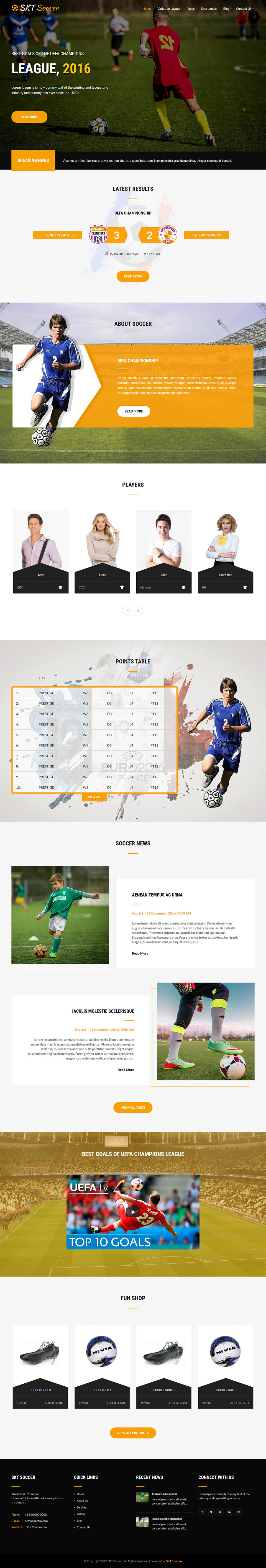 WordPress template SKT Themes Soccer