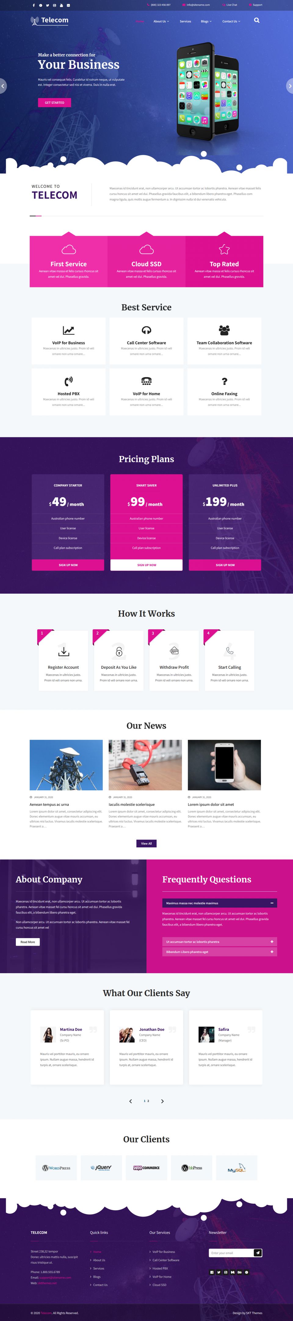 WordPress template SKT Themes Telecom