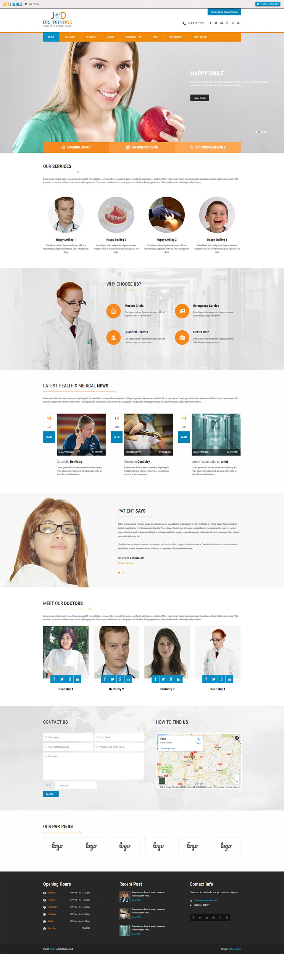 SKT Themes Toothy Pro  - Template dental clinic with online store for  WordPress