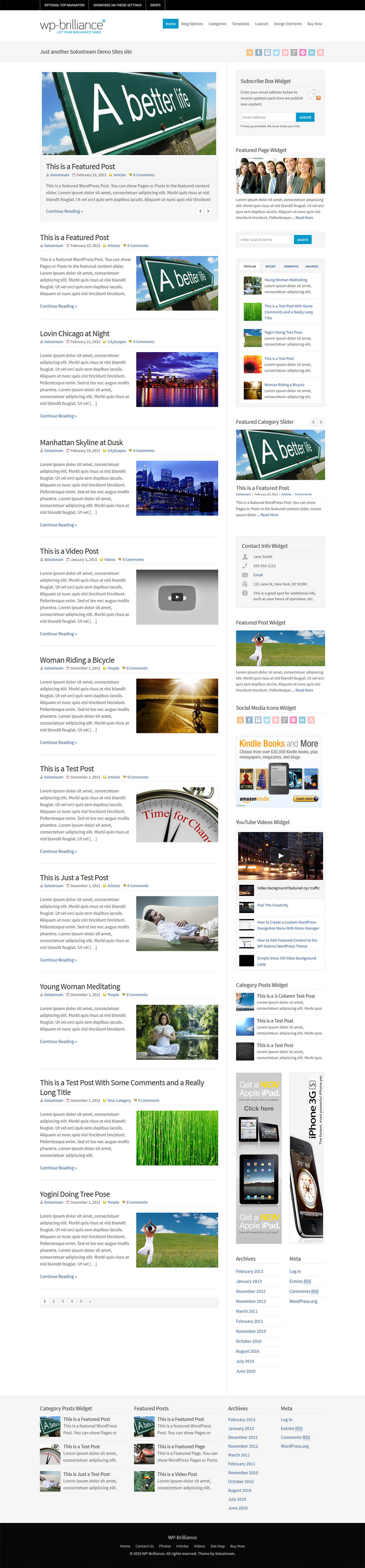 WordPress template SoloStream WP-Brilliance