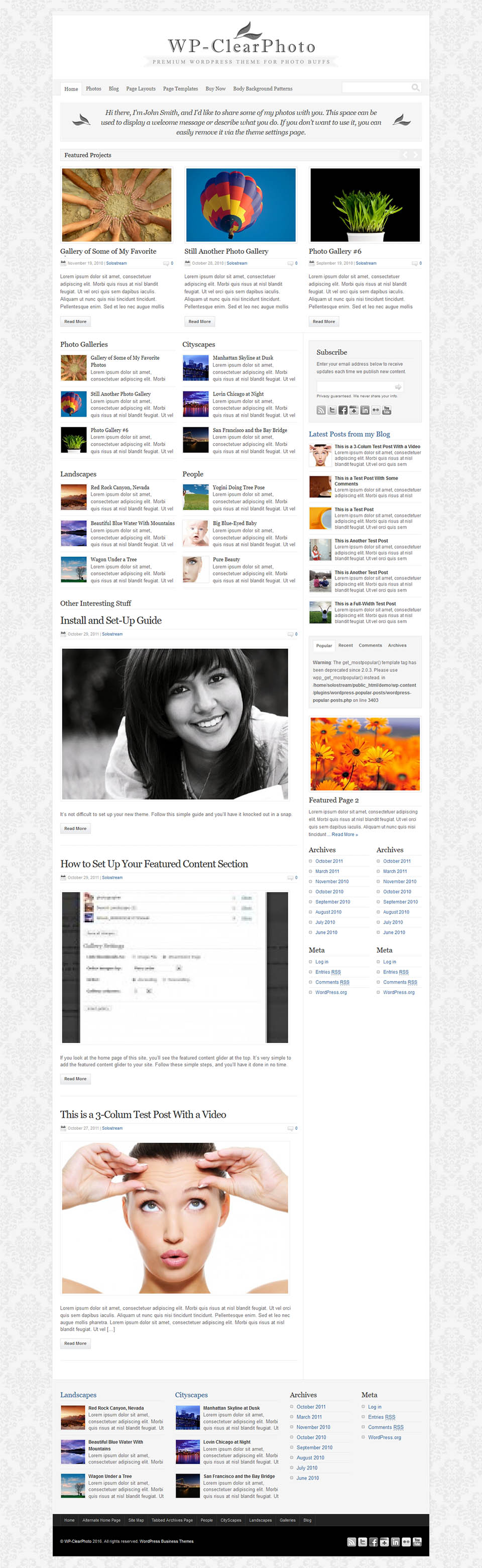 WordPress template SoloStream WP-ClearPhoto