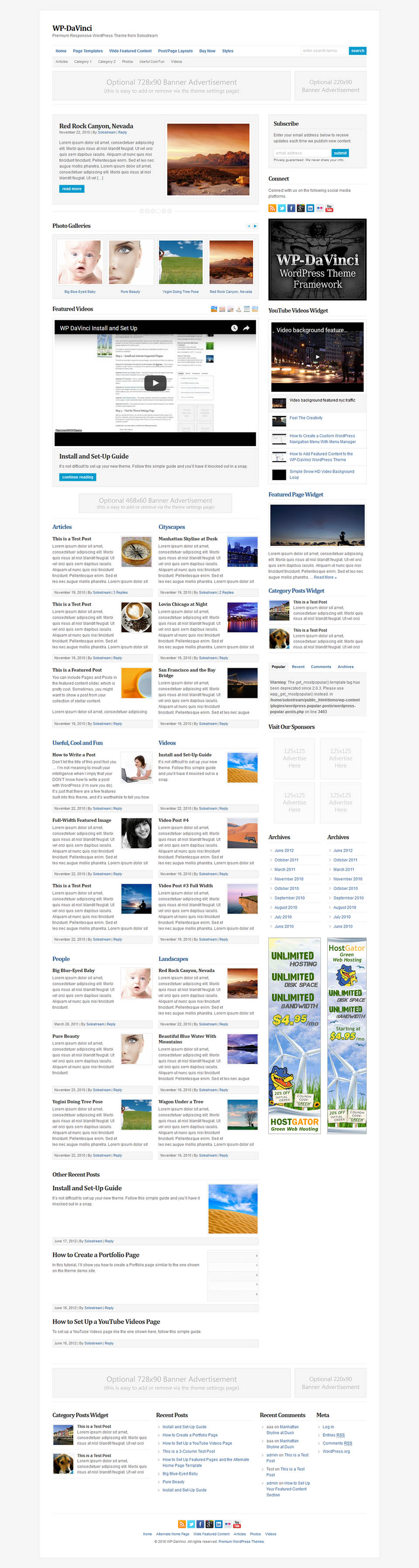 WordPress template SoloStream WP-DaVinci