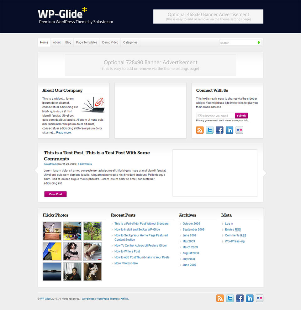 WordPress template SoloStream WP-Glide