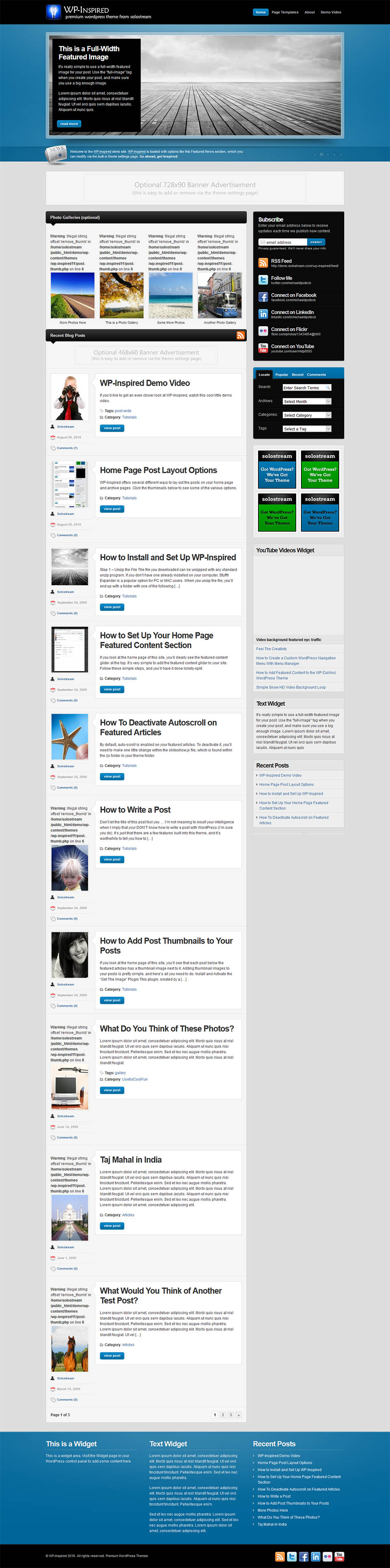 WordPress template SoloStream WP-Inspired