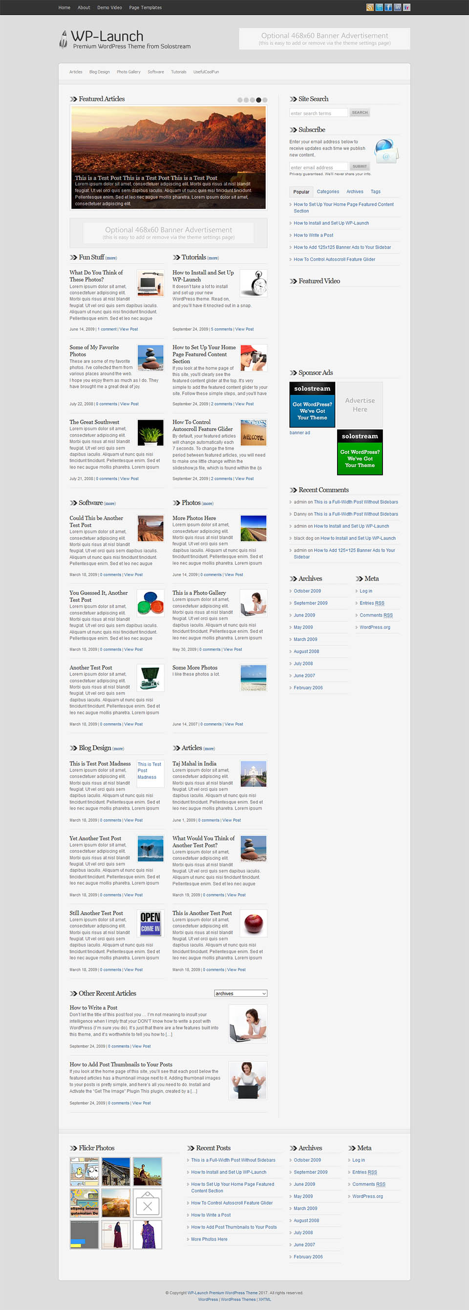 WordPress template SoloStream WP-Launch