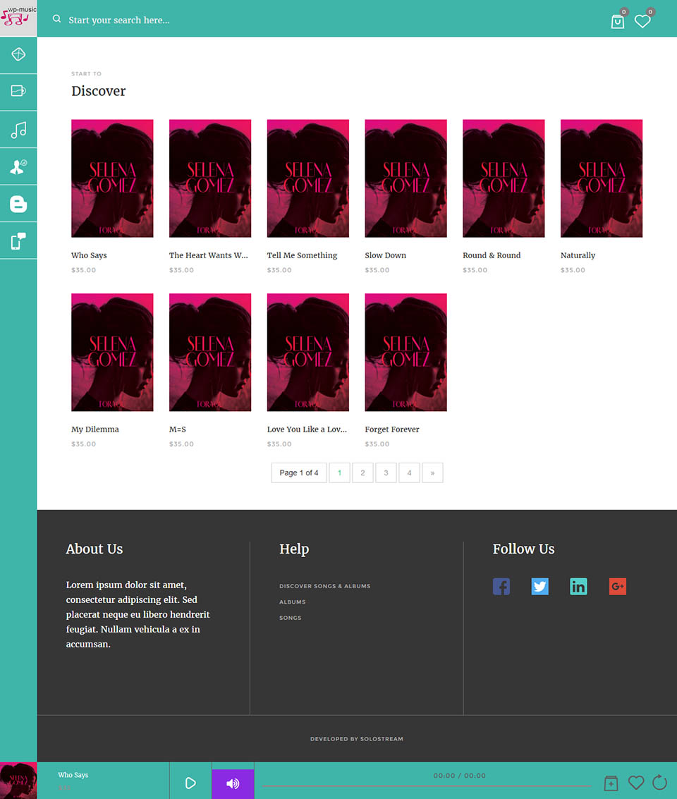 WordPress template SoloStream WP-Music